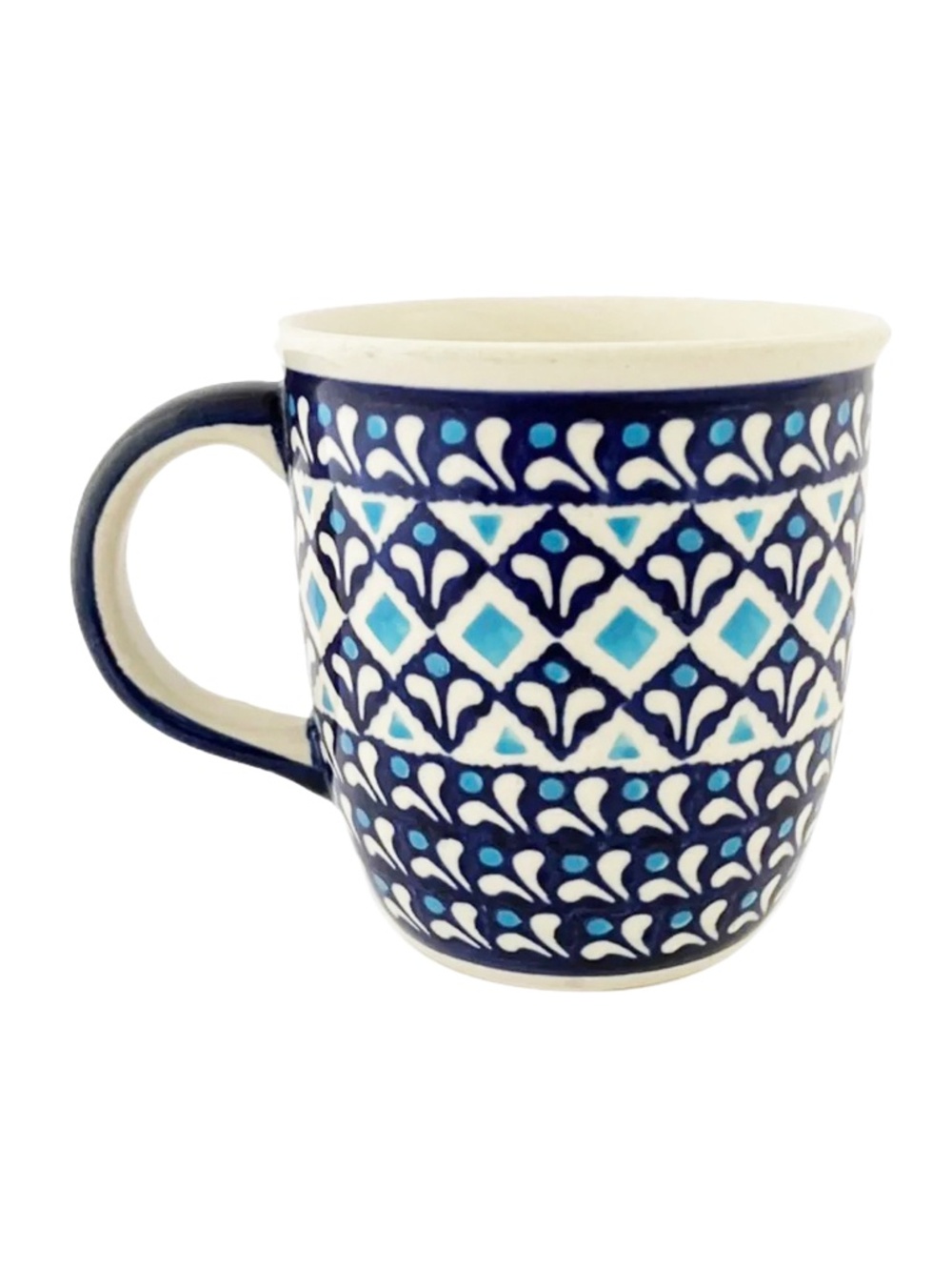 BOLESLAWIEC Blue Diamond Polish mug Hand made in Poland Good Condition